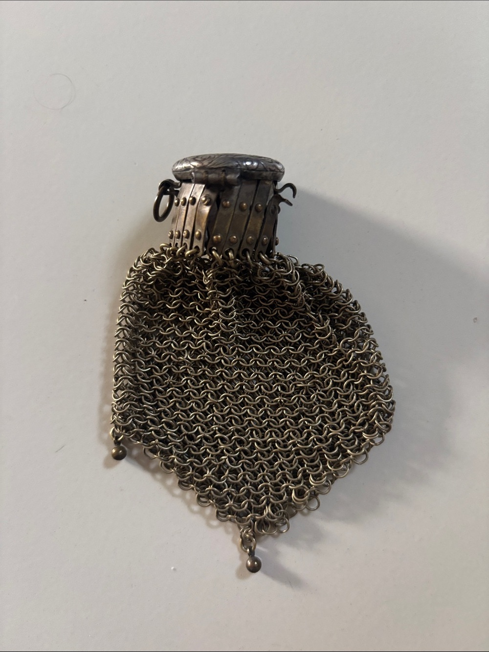 Antique Vintage Mesh Silver Chainmail Coin Purse Pouch Gate Closure Unique